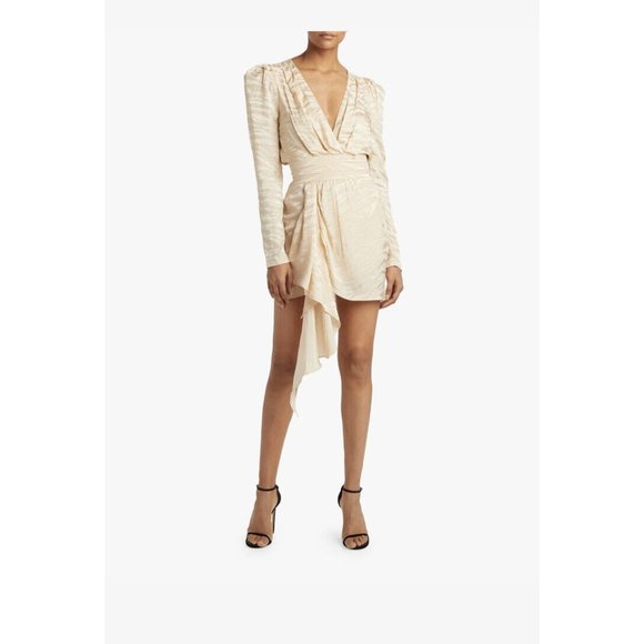 Ronny Kobo Lilian Dress Tapioca White Mini Puff Silk Party XS NWT $488 - Picture 3 of 7